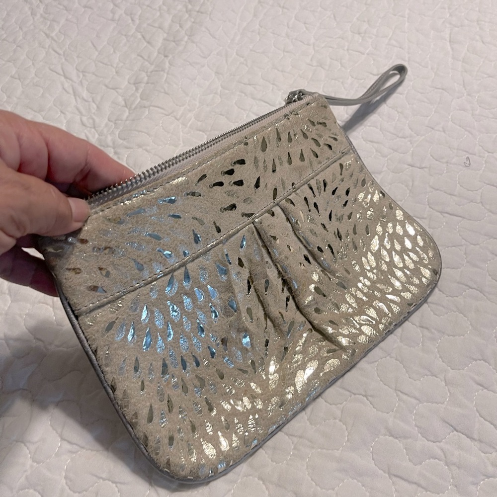 Chez Metallic leather wristlet